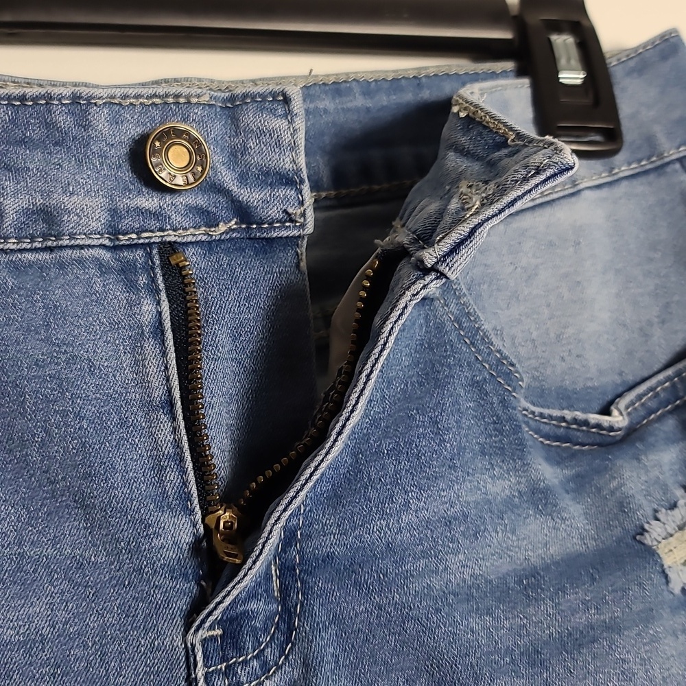 🚨LAST CHANCE🚨LUVAMIA Denim Jean Shorts Frayed Hem High Rise Cotton Size Medium - Picture 9 of 15